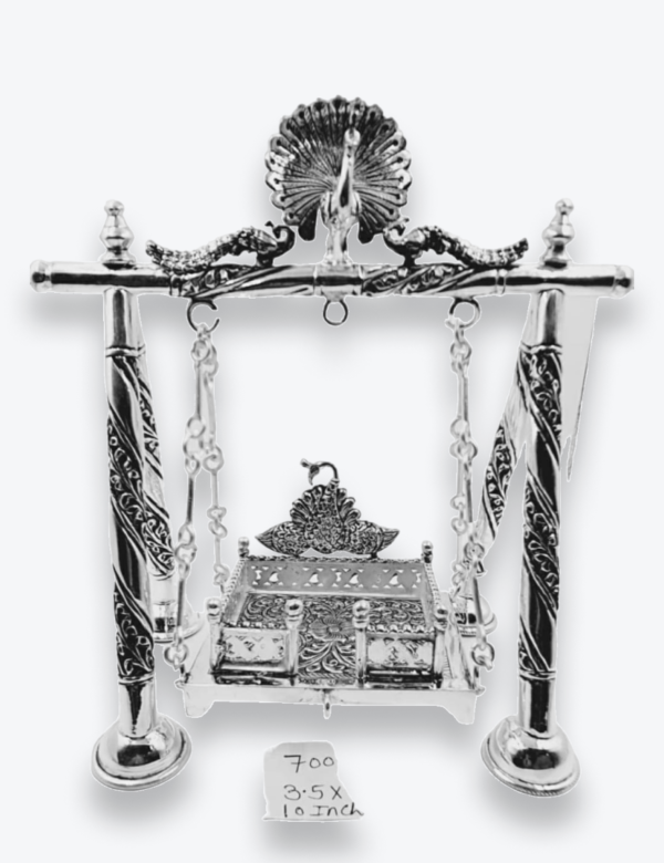 Antique Silver Peacock Lamps For Pooja